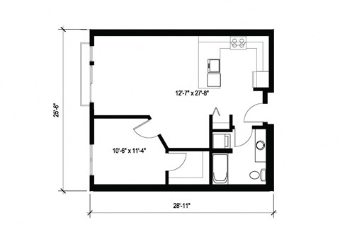 Stack House Apartments in Seattle, Washington 1x1 Floor Plan